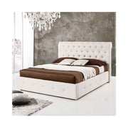 Single bed and a half with container in white eco-leather 140x223xh.120 cm