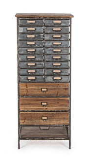 OFFICINA chest of drawers in steel and wood 129.5h cm