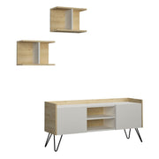 Modern TV Stand with White Doors and Shelves 56.50 cm x 125.50 cm x 33 cm