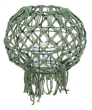 Vintage style lantern made of macrame, green color 38h cm