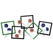 Metal picture blue fuchsia green flowers 126 x 61 x 5.7 cm