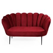 Two seater sofa in red shell velvet Orel cm 135x76,5xh. 79