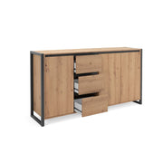 Modern oak sideboard with urban style drawers 160 x 40 x 88 h cm