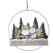 Santa Claus green metal and wood led garland cm24x3,5x40,5