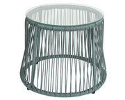 Salento coffee table in wicker and green outdoor glass