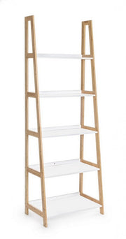 Bookcase in bamboo wood shelves in matt white lacquered mdf cm 62,5x 40xh. 180