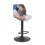 Adjustable Black Metal Leg Patchwork Fabric Stool - 106x40x50 cm