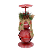 Red metal candle holder 1p cmø10,5h26,5