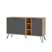 Clara sideboard oak oak 3 anthracite doors 142x35.5x83h