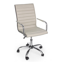 Dove gray office armchair with armrests in eco-leather