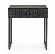 Black coffee table 1 drawer in industrial style wood 50x35x55