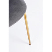 Living room chair in gray velvet with gold legs