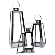 Square silver metal lantern 1-3 cm20,5x20h47