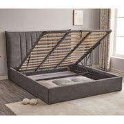 Dark Grey Saturn Double Bed with Vertical Stitched Headboard