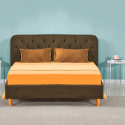 Cappuccino Upholstered Bed with Button Tufted Headboard - 170cm x 207.5cm x 114cm