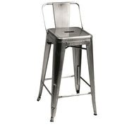 Bristol galvanized industrial stool with backrest