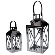 Square silver metal lantern 1-2 cm19x19h42