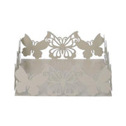 Square cream butterfly metal napkin holder cm16,5x16,5h6