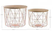 Set of 2 Coffee Tables with Container and Copper Weave