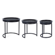 Set of 3 black design Kirtan coffee tables