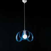 Suspension chandelier in white and blue iron one light 32x h24 cm
