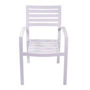 Boston white aluminum armchair with gray cushion