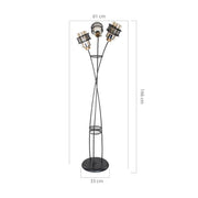 Large MDL3812 floor lamp in woven iron 3 glass lights