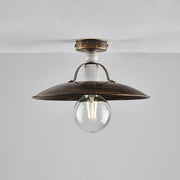 Iron ceiling light Brown Gold industrial White one light 30x h14 cm