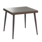 Polyrattan table Adila square walnut with glass cm90x90xh77