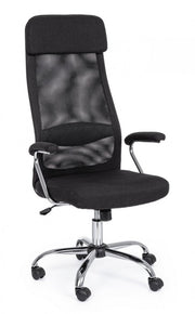 Office armchair with steel armrests in black Clarissa fabric