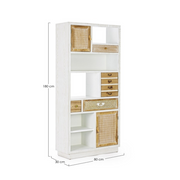 Eloise bookcase 3 doors 3 drawers in wood 180h cm