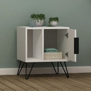 Glynn white bedside table with door and open compartment