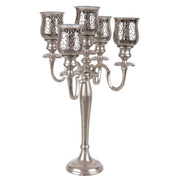 Classic style 5 burner silver aluminum candelabra cm 62h