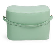 Rectangular pouf in imitation leather with GIONA handle Light Green 51x34x h35 vm
