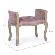 Classic single bench wood velvet Diva 71 x 48 x 60 cm