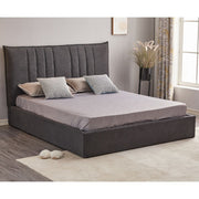 Dark Grey Saturn Double Bed with Vertical Stitched Headboard