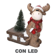 Resin reindeer with gray sled cm30x14h32