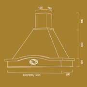 LUCREZIA extractor hood in white stainless steel and ash-coloured inlaid wooden frame 120 cm