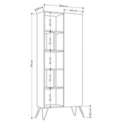 Jedda Oak Bookcase with Anthracite Door 80.6 x 29.6 x 191 cm