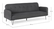 Three seater sofa bed in black fabric BRIDJET 200x82x h81 cm