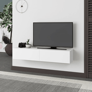 Francy white suspended TV cabinet with flap doors