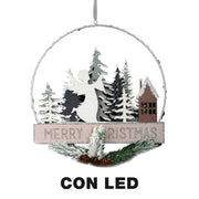 Water green led angel metal wood garland cm24x3,5x40,5