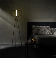 Floor lamp in steel with glossy black lampshade 50x50x150h cm