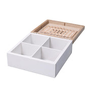 Square wooden tea box 4 compartments cm18x18h7