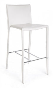 2x White faux leather design style stool