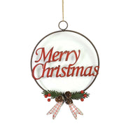 Red merry christmas metal decoration cm18x3x27