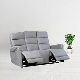Light Grey 3-Seater Sofa with 2 Electric Recliners - 187 x 98 x 109 cm