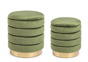 Set2 Pouf Container Darina Olive in velvet