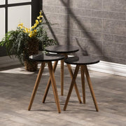 Tris of coffee tables Nisa 38 black with wooden legs