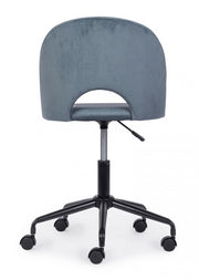 Light blue office chair in velvet and steel structure